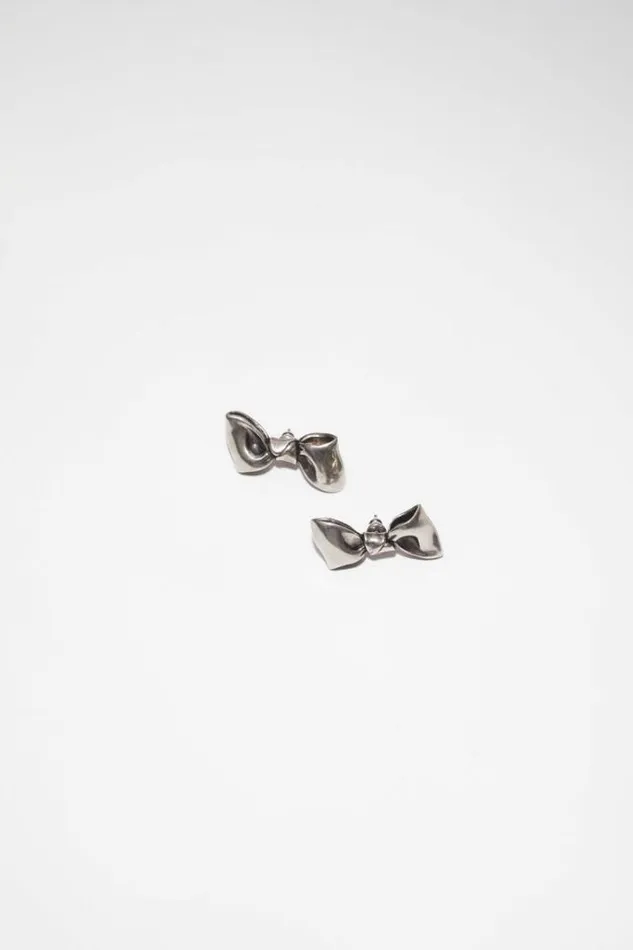 Acne Studios Jewellery Woman Bow Earrings Antique Silver