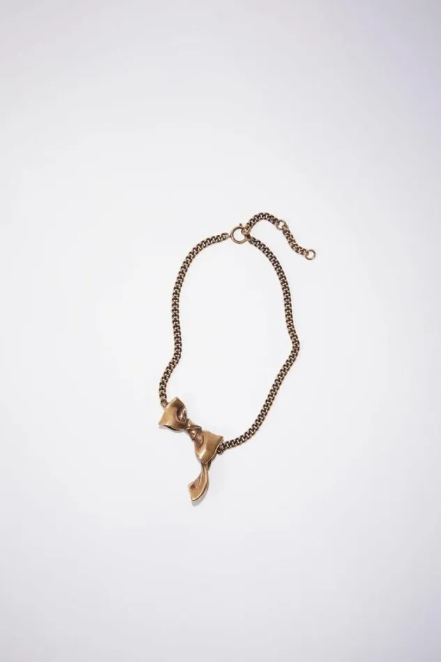 Acne Studios Jewellery Woman Bow Necklace Antique Gold