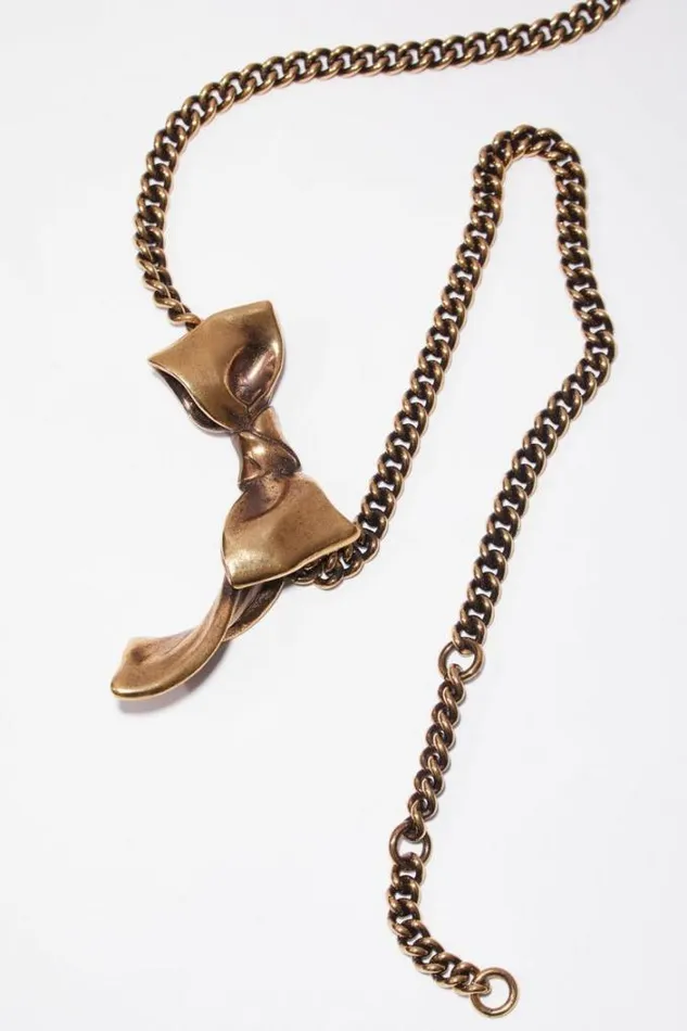 Acne Studios Jewellery Woman Bow Necklace Antique Gold