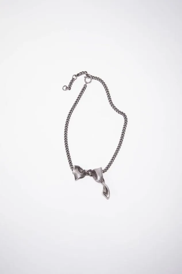 Acne Studios Jewellery Woman Bow Necklace Antique Silver