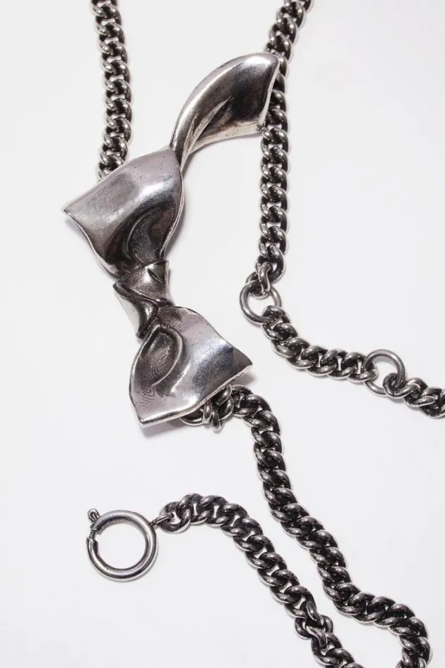 Acne Studios Jewellery Woman Bow Necklace Antique Silver