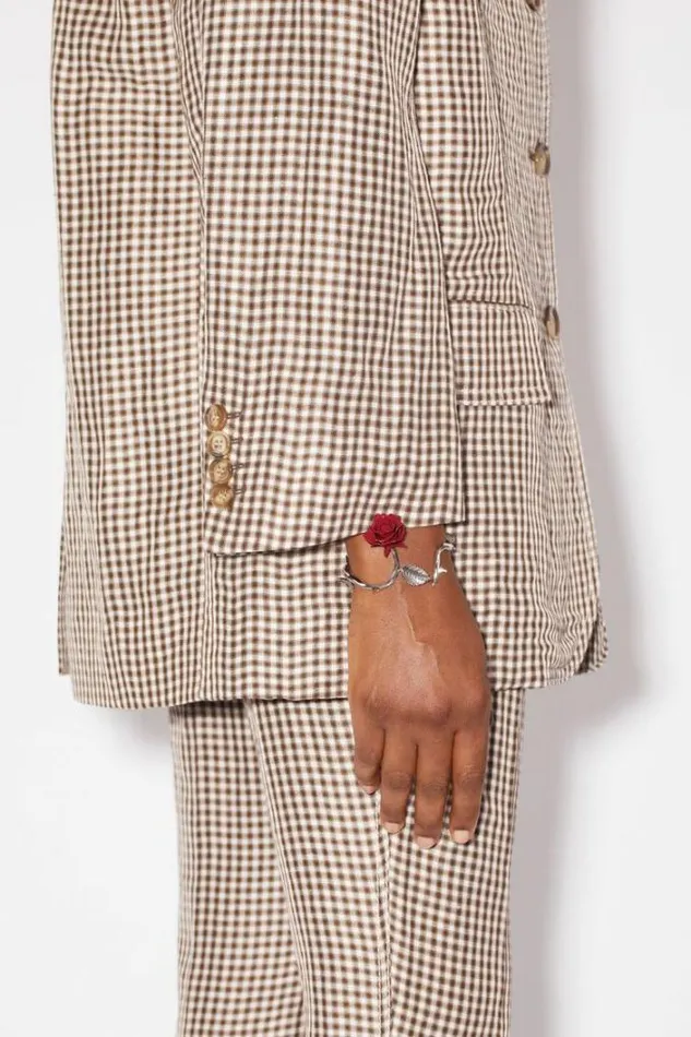 Acne Studios Jewellery Woman Cuff Rose BraceletRunway Show Antique SilverRed