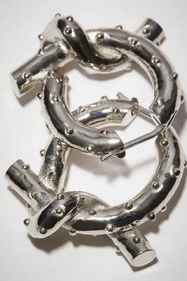 Acne Studios Jewellery Woman Knot Earrings Silver