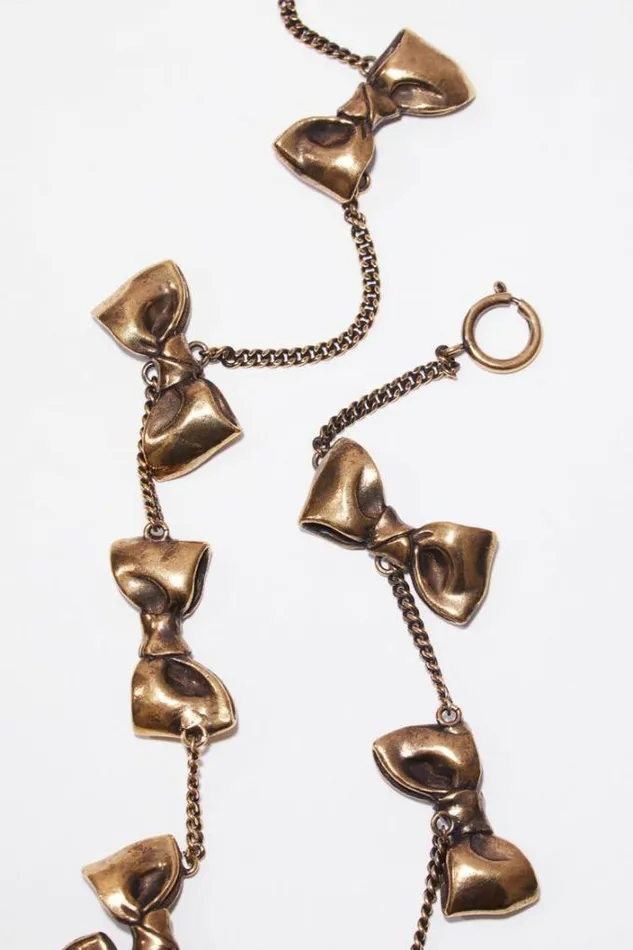 Acne Studios Jewellery Woman Multi Bow Necklace Antique Gold