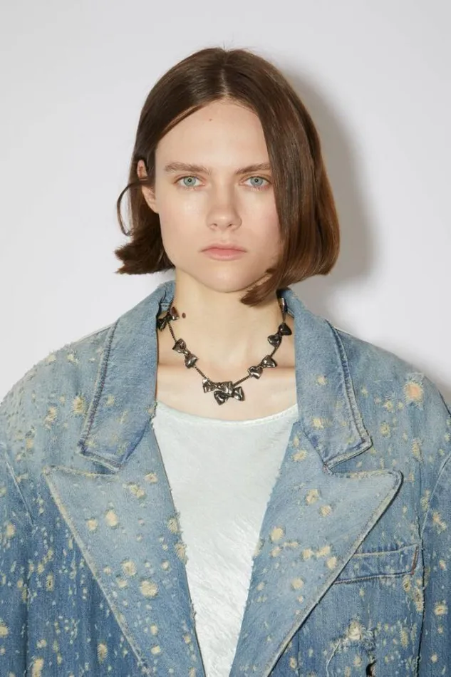Acne Studios Jewellery Woman Multi Bow Necklace Antique Silver