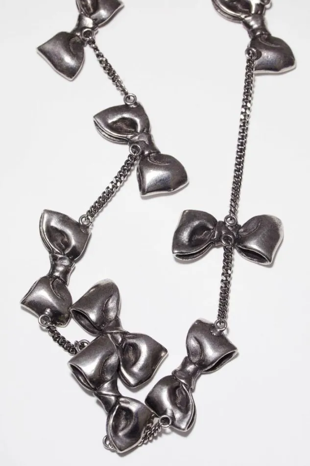 Acne Studios Jewellery Woman Multi Bow Necklace Antique Silver