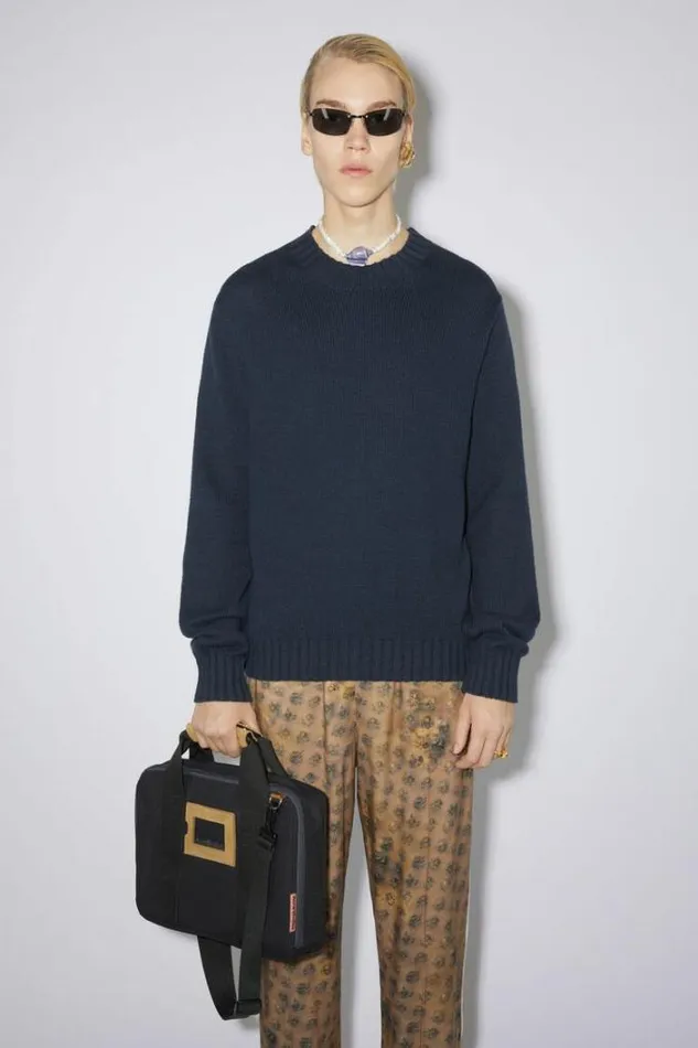Acne Studios Knitwear Man Crew Neck Jumper Midnight Blue