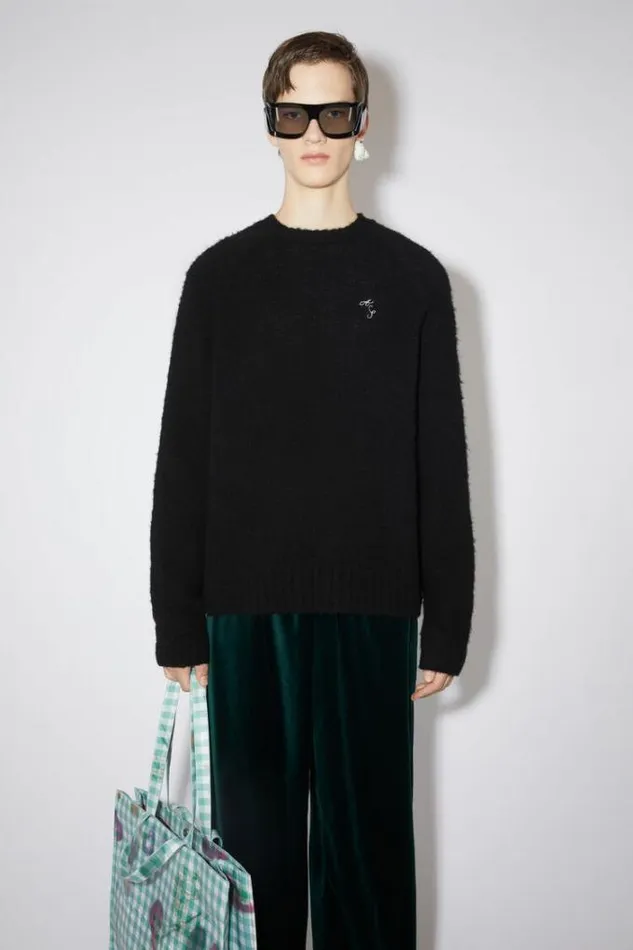 Acne Studios Knitwear Man Crew Neck Jumper Washed Black
