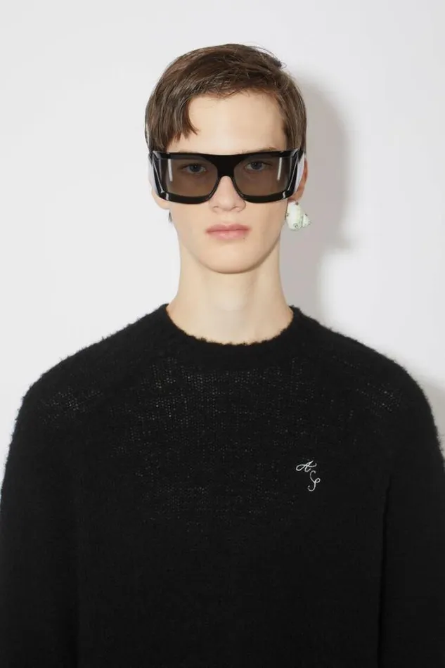 Acne Studios Knitwear Man Crew Neck Jumper Washed Black
