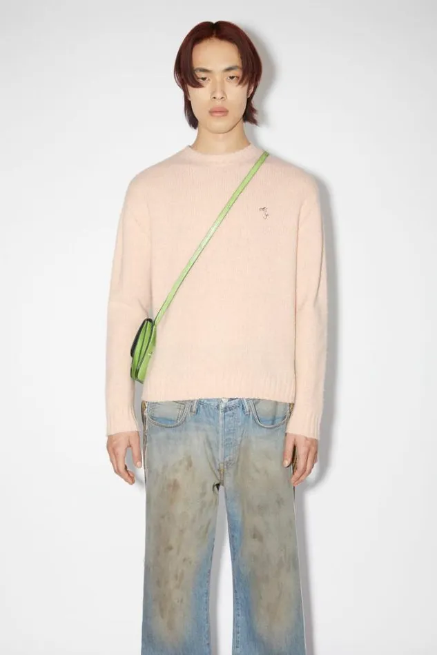 Acne Studios Knitwear Man Crew Neck Wool Jumper Powder Pink