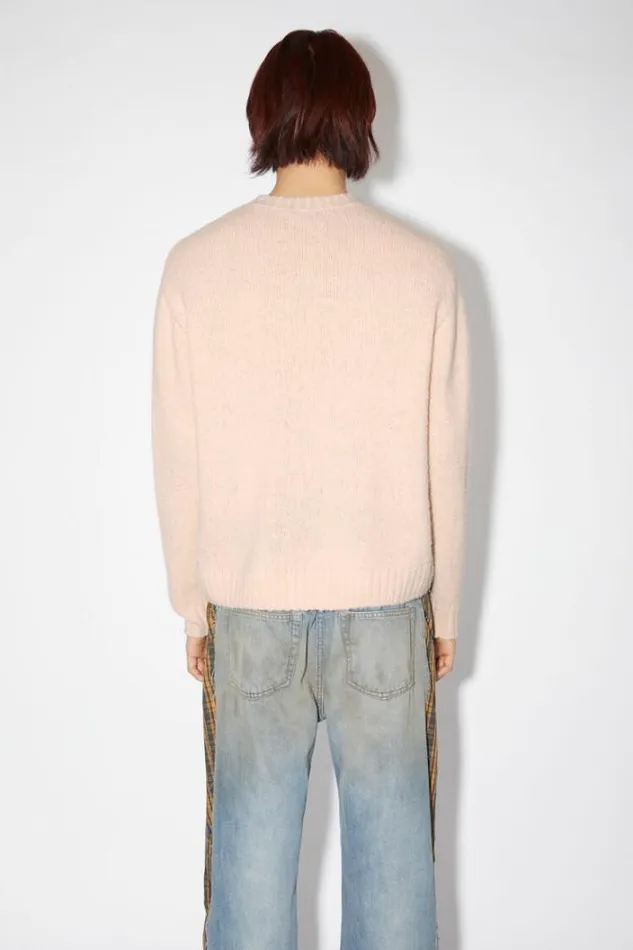 Acne Studios Knitwear Man Crew Neck Wool Jumper Powder Pink