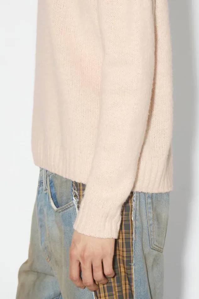Acne Studios Knitwear Man Crew Neck Wool Jumper Powder Pink