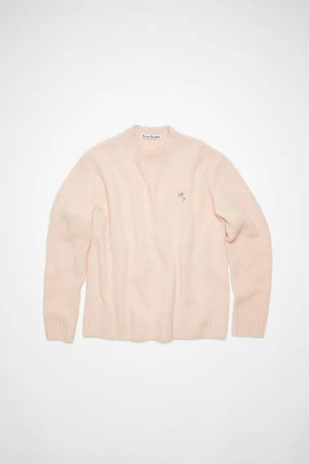Acne Studios Knitwear Man Crew Neck Wool Jumper Powder Pink