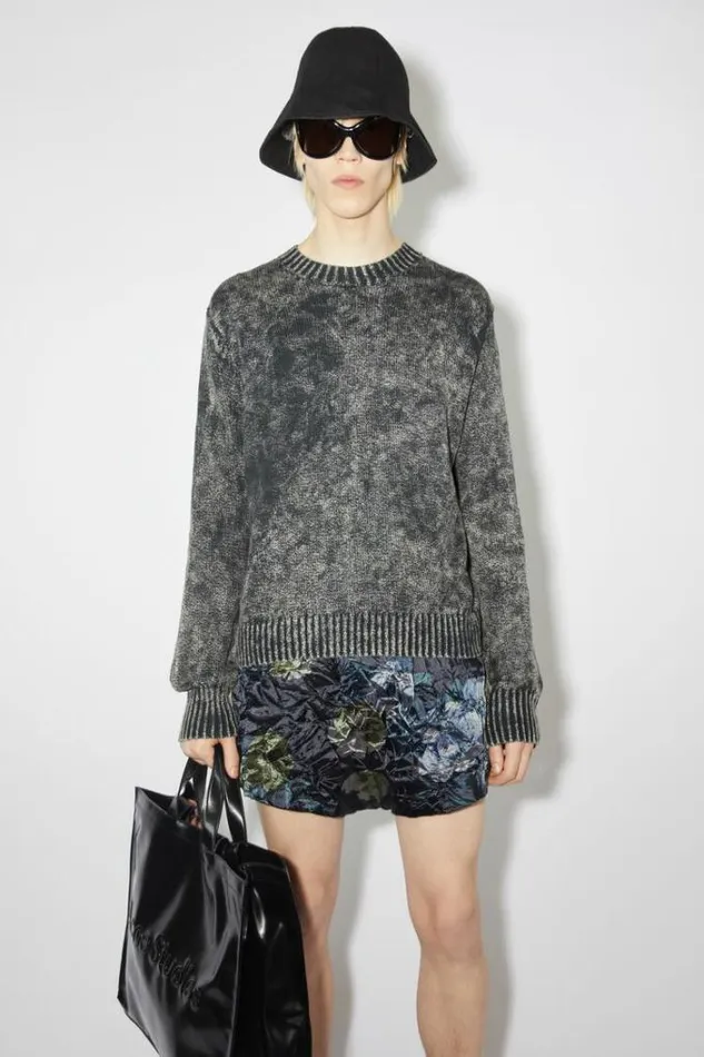 Acne Studios Knitwear Man Embroidered Logo Jumper Dark Blue