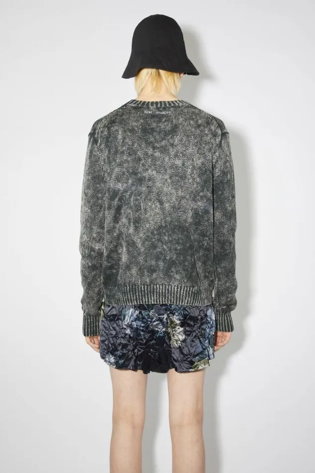 Acne Studios Knitwear Man Embroidered Logo Jumper Dark Blue