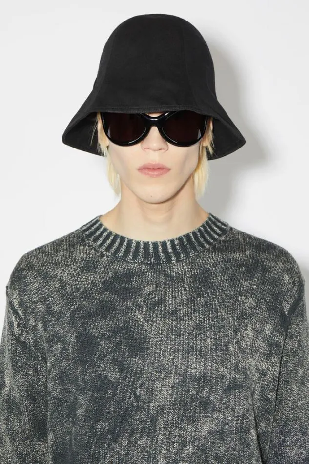 Acne Studios Knitwear Man Embroidered Logo Jumper Dark Blue