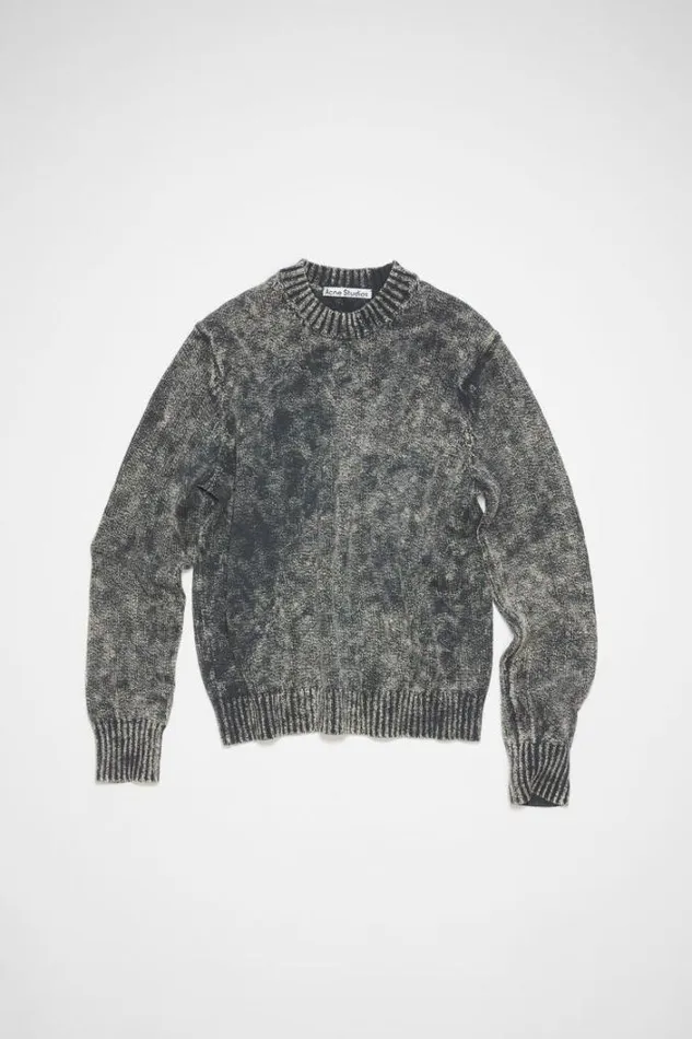 Acne Studios Knitwear Man Embroidered Logo Jumper Dark Blue