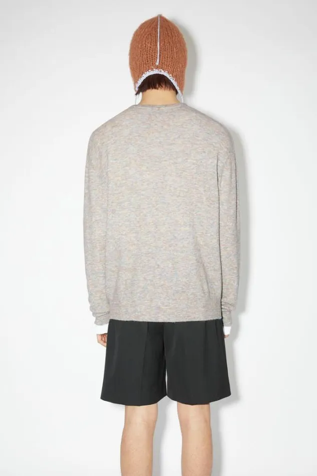 Acne Studios Knitwear Man Embroidered Logo Jumper Light GreyBrown Melange