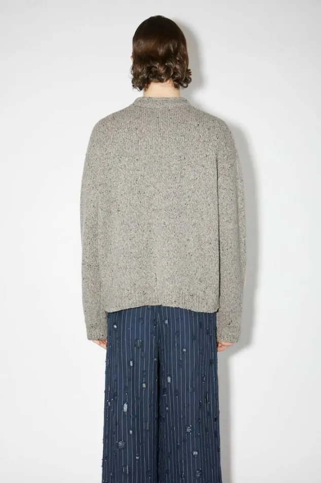 Acne Studios Knitwear Man Jacquard Wool Blend Jumper Grey Melange