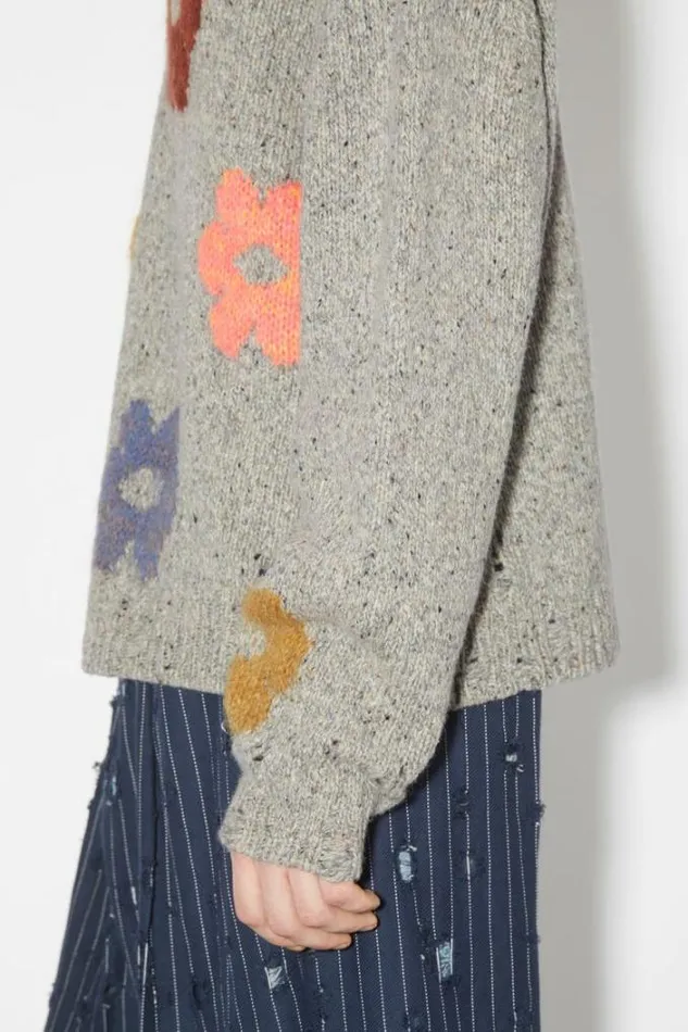 Acne Studios Knitwear Man Jacquard Wool Blend Jumper Grey Melange