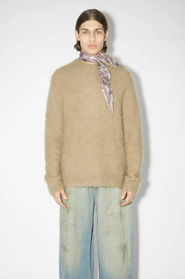 Acne Studios Knitwear Man Mohair Wool Jumper Dark Beige