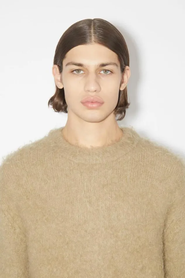 Acne Studios Knitwear Man Mohair Wool Jumper Dark Beige
