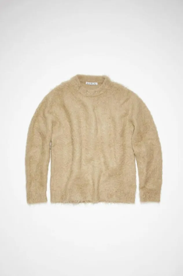 Acne Studios Knitwear Man Mohair Wool Jumper Dark Beige