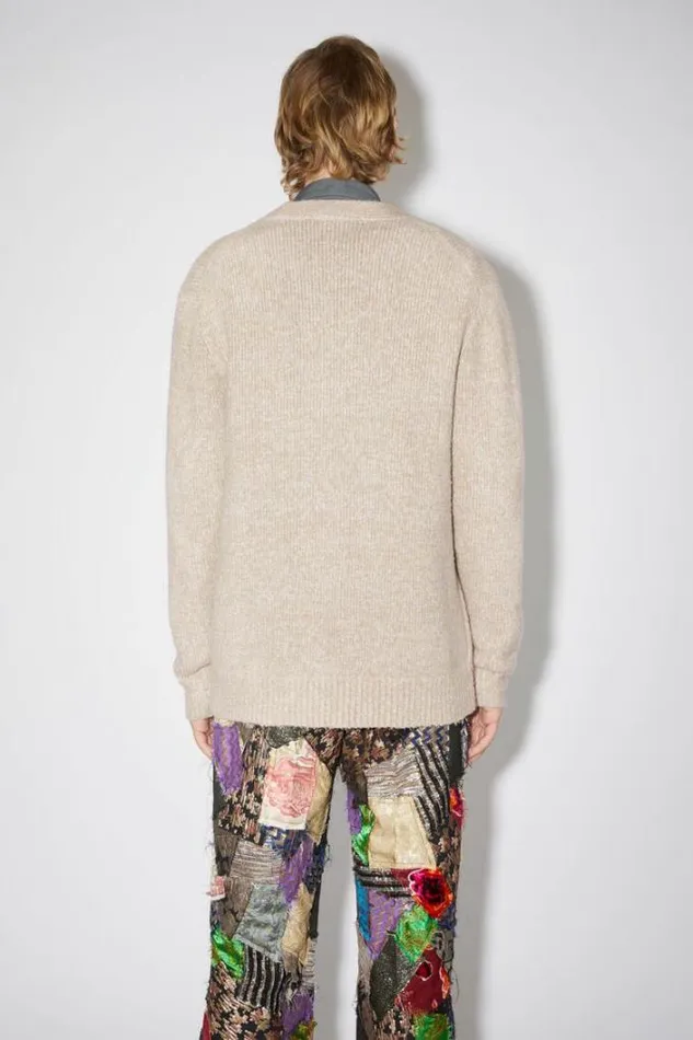 Acne Studios Knitwear Man Woolblend Vneck Cardigan Light Taupe