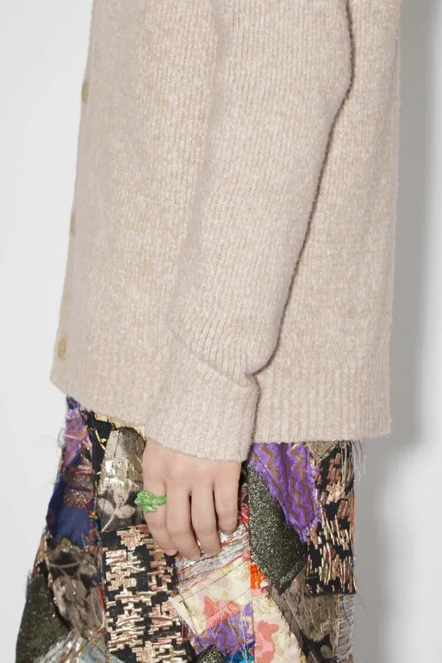 Acne Studios Knitwear Man Woolblend Vneck Cardigan Light Taupe