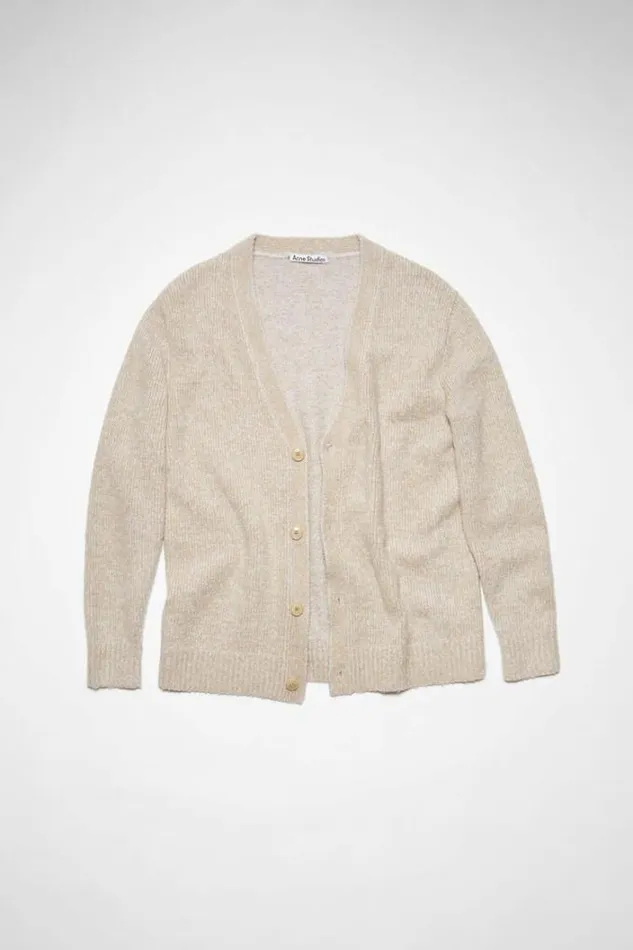 Acne Studios Knitwear Man Woolblend Vneck Cardigan Light Taupe