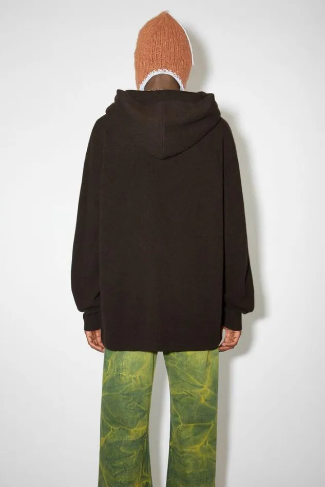 Acne Studios Knitwear Man Wool Cashmere Hoodie Dark Brown