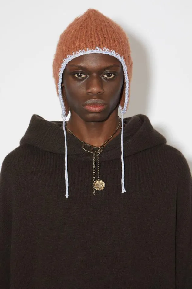 Acne Studios Knitwear Man Wool Cashmere Hoodie Dark Brown