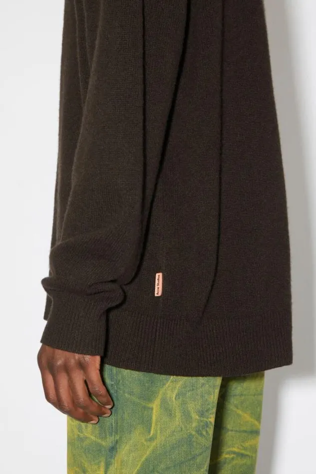 Acne Studios Knitwear Man Wool Cashmere Hoodie Dark Brown