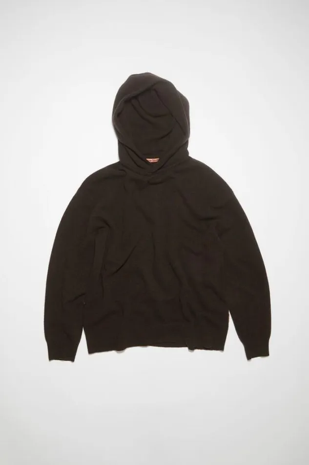 Acne Studios Knitwear Man Wool Cashmere Hoodie Dark Brown