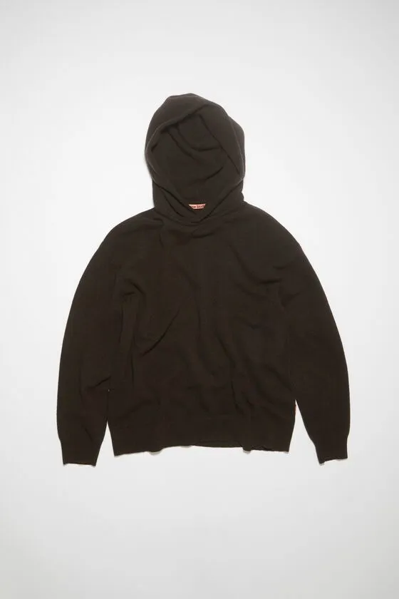 Acne Studios Knitwear Man Wool Cashmere Hoodie Dark Brown