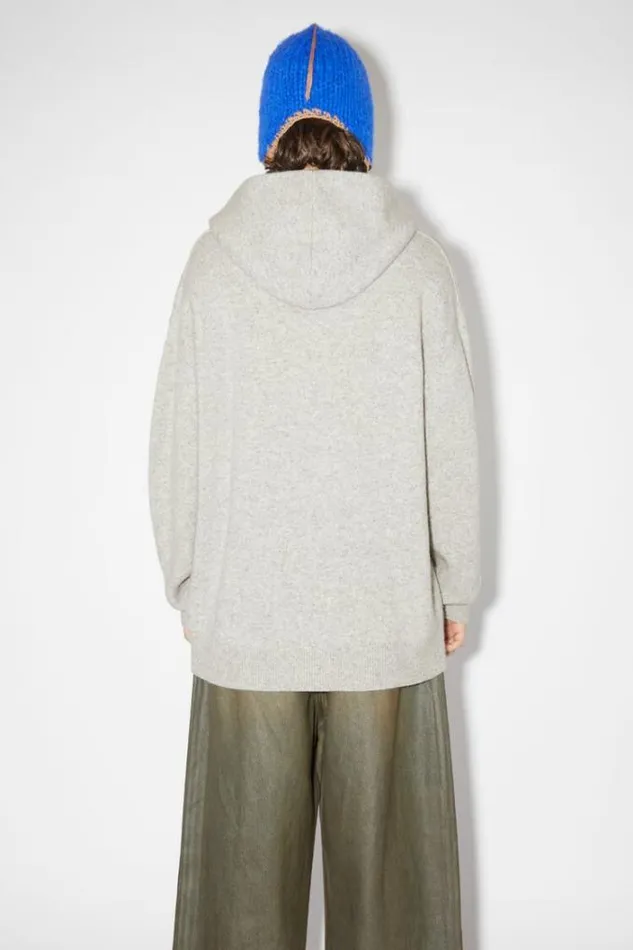 Acne Studios Knitwear Man Wool Cashmere Hoodie Light Grey Melange