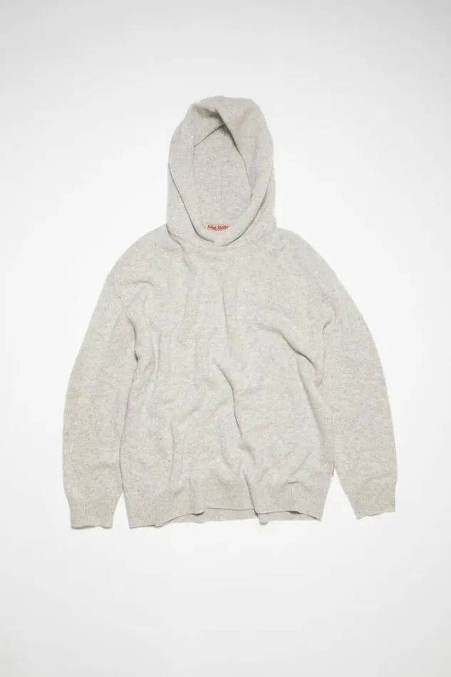 Acne Studios Knitwear Man Wool Cashmere Hoodie Light Grey Melange