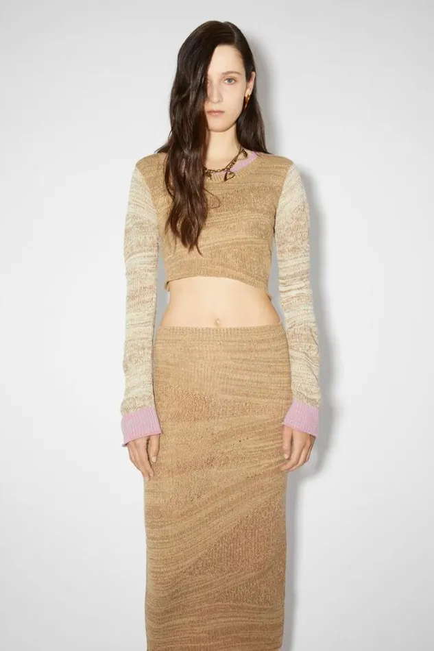 Acne Studios Knitwear Woman Asymmetric Distorted Jumper Camel BrownTobacco