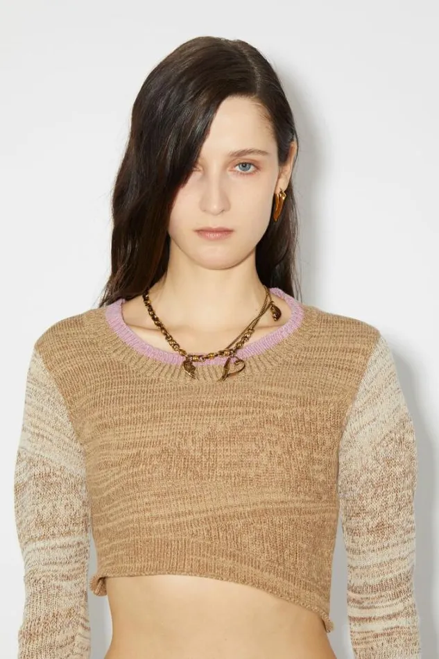 Acne Studios Knitwear Woman Asymmetric Distorted Jumper Camel BrownTobacco