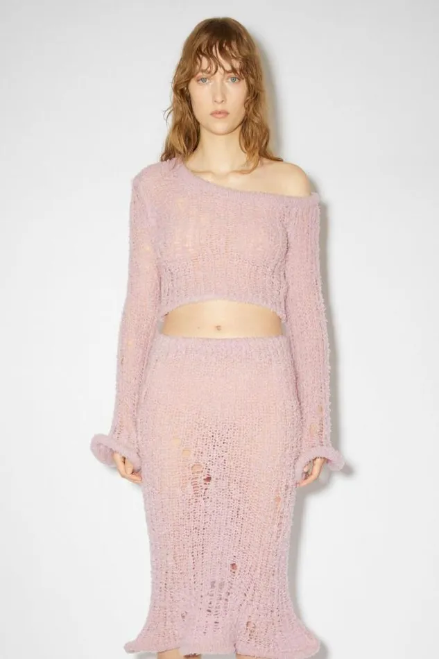 Acne Studios Knitwear Woman Asymmetric JumperRunway Show Dusty Pink