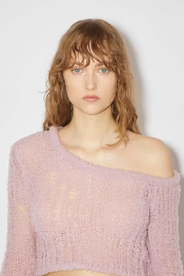 Acne Studios Knitwear Woman Asymmetric JumperRunway Show Dusty Pink