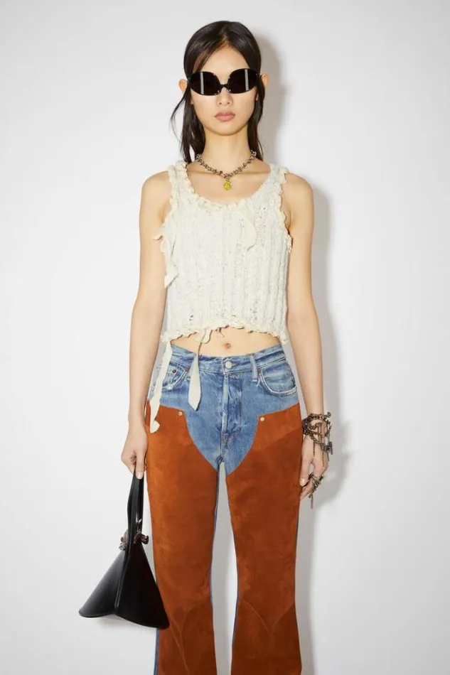 Acne Studios Knitwear Woman Braided Knit Tank Top EcruWhite