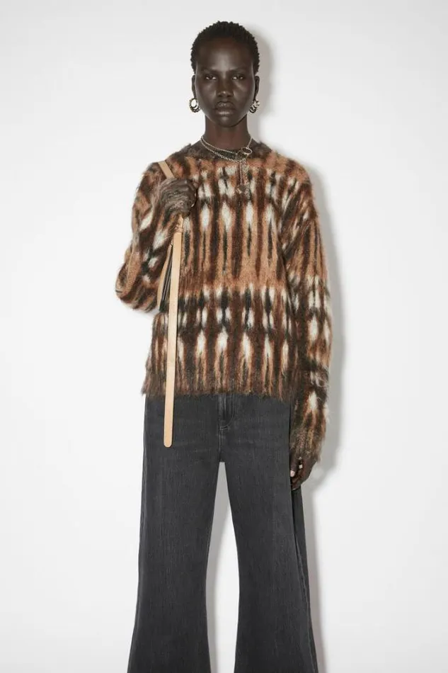Acne Studios Knitwear Woman Brushed Jacquard Jumper BrownMulti