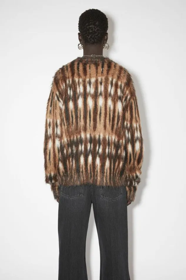 Acne Studios Knitwear Woman Brushed Jacquard Jumper BrownMulti