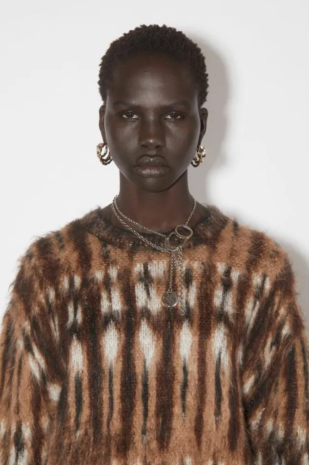 Acne Studios Knitwear Woman Brushed Jacquard Jumper BrownMulti