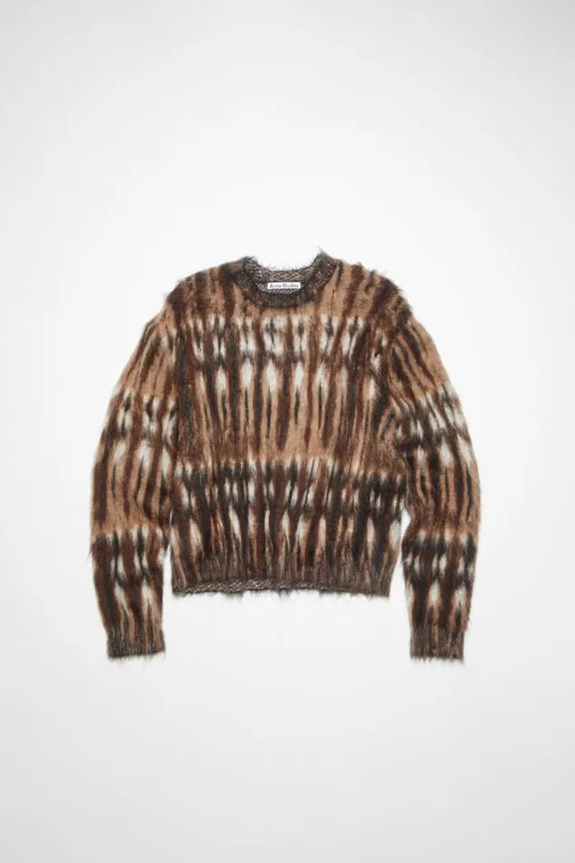 Acne Studios Knitwear Woman Brushed Jacquard Jumper BrownMulti