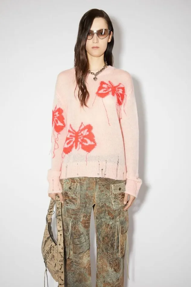 Acne Studios Knitwear Woman Butterfly Knit Jumper Pale PinkRed