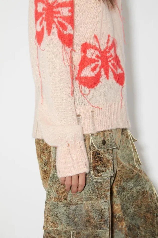 Acne Studios Knitwear Woman Butterfly Knit Jumper Pale PinkRed