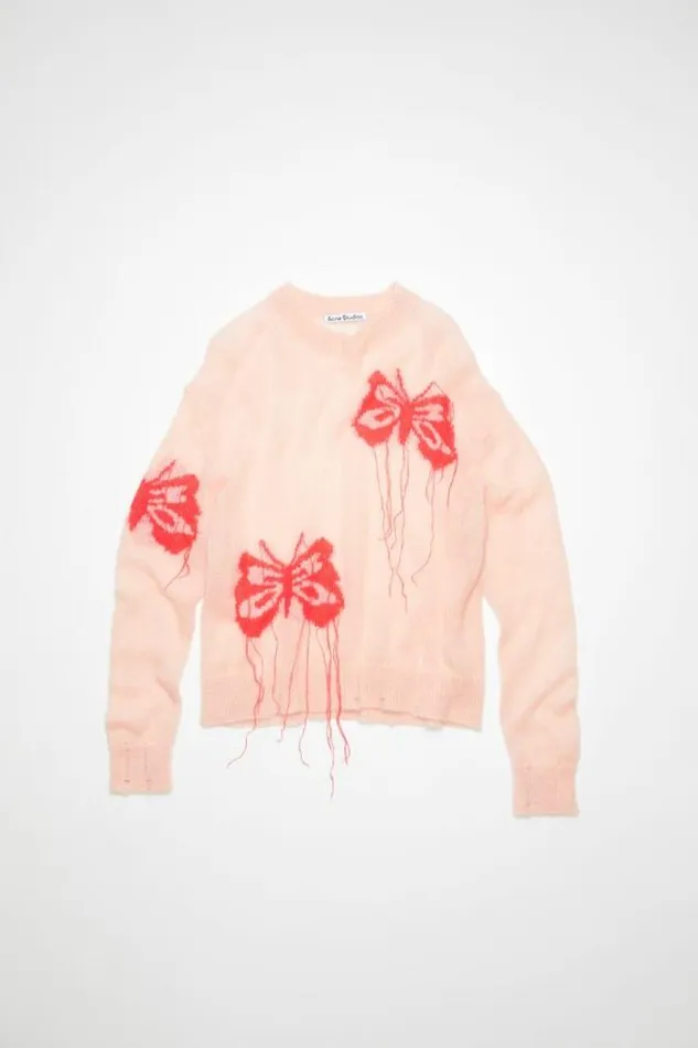 Acne Studios Knitwear Woman Butterfly Knit Jumper Pale PinkRed