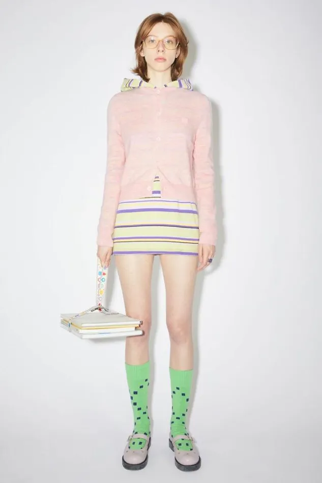 Acne Studios Knitwear Woman Crew Neck Cardigan Faded Pink Melange